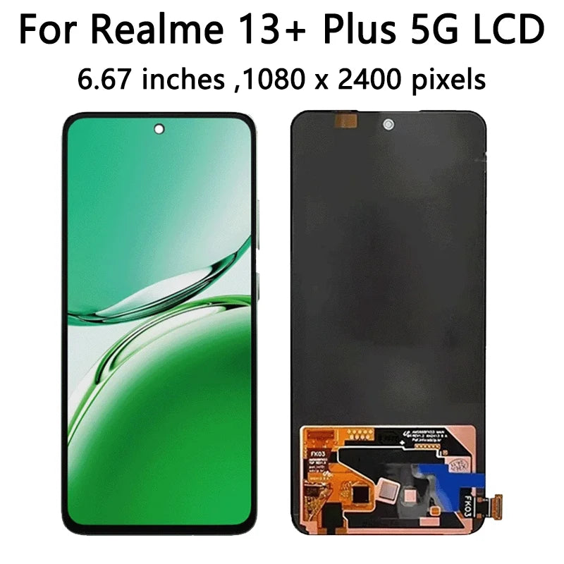 6.67"AMOLED For Realme 13+/13 Plus LCD Display Touch Screen Digitizer RMX5002 RMX5000 Display Replacement Oppo phone repair parts Realme phone repair parts