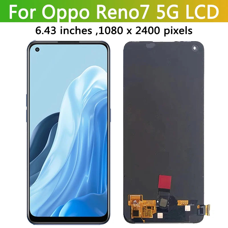 6.43" Tested Reno 7 5G Display Screen For OPPO Reno7 5G LCD CPH2371 Display Touch Screen Digitizer Assembly Oppo phone repair parts Realme phone repair parts