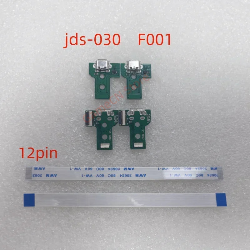 10sets USB Charging Port Power Socket Board with 12Pin Flex Cable JDS 011 Connector for PS4 Joystick Controller  Game console repair parts