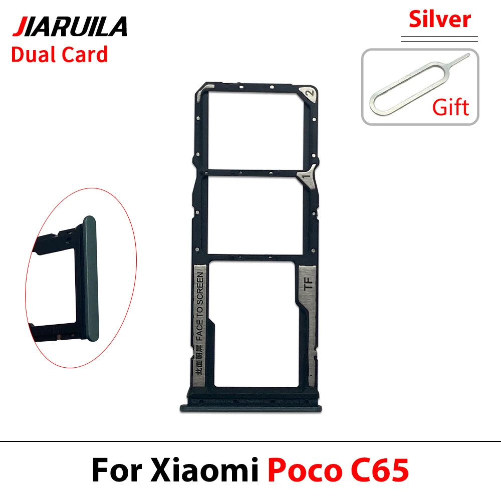New SIM Card Slot SD Card Tray Holder Adapter For Xiaomi Poco C40 C65 C75 Repair Parts  Xiaomi  Xiao mi phone repair parts
