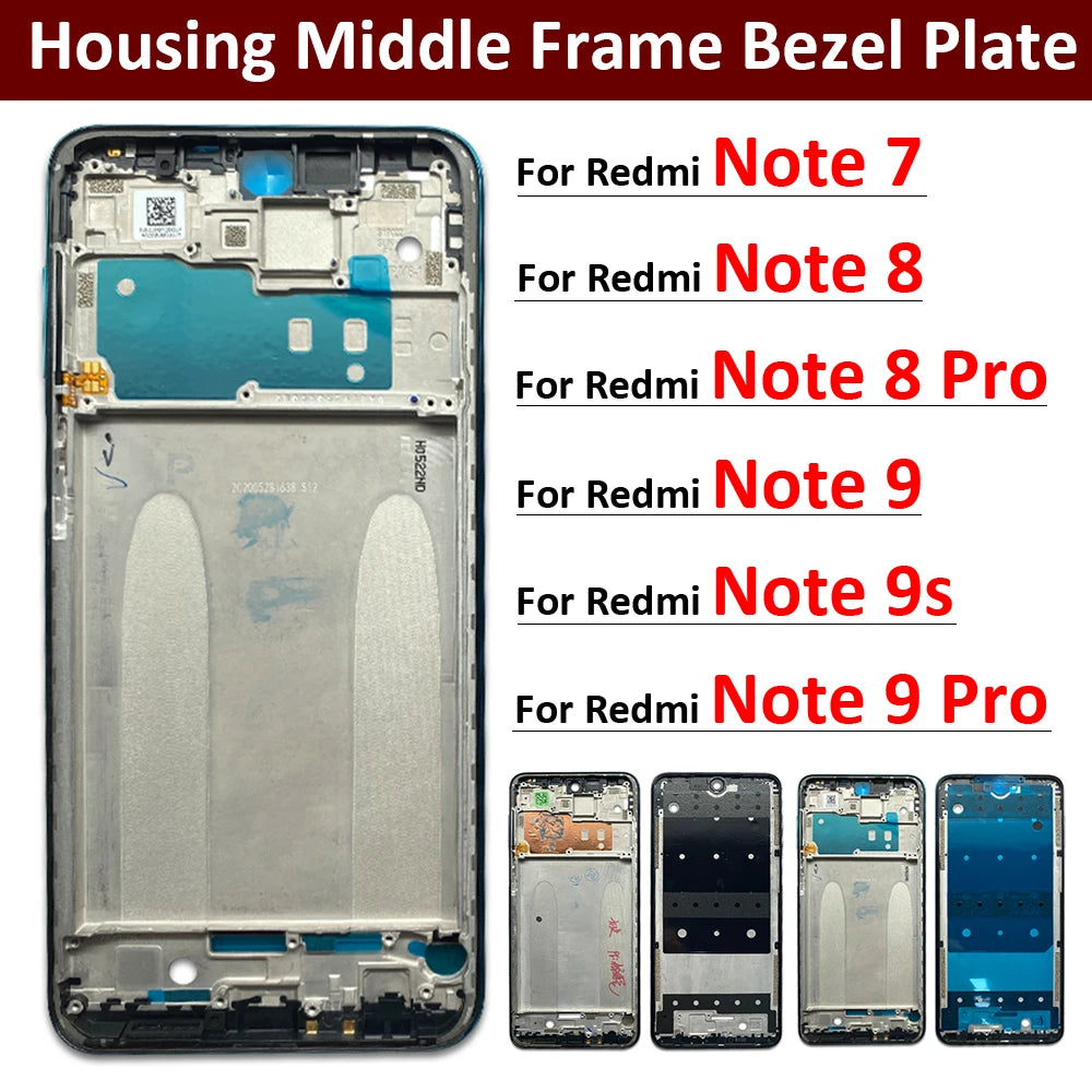 New For Xiaomi Redmi Note 7 8 9s Pro Front Housing LCD Frame Screen Bezel Holder Replacement Parts Xiaomi  Xiao mi phone repair parts