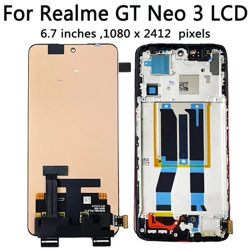 6.7“AMOLED GT Neo3 Screen For OPPO Realme GT Neo 3 RMX3560 RMX3561 MX3562 LCD Display Touch Panel Screen Digitizer Assembly Oppo phone repair parts Realme phone repair parts