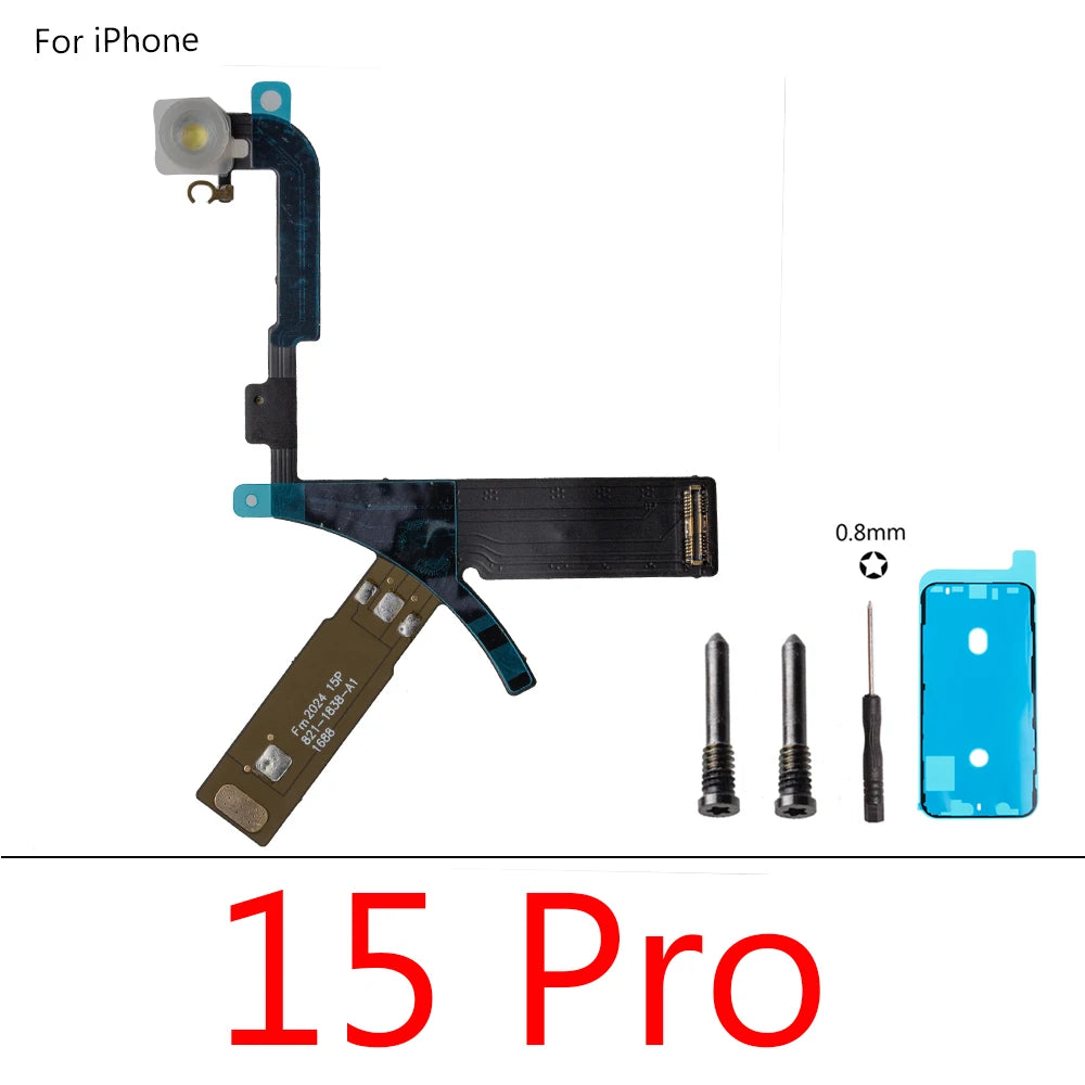 1set LED Flash Flex Cable For iPhone 16 Plus 15 Pro Max 14 13 Mini Proximity LED Light Sensor Ambient Flashlight iPhone phone repair parts