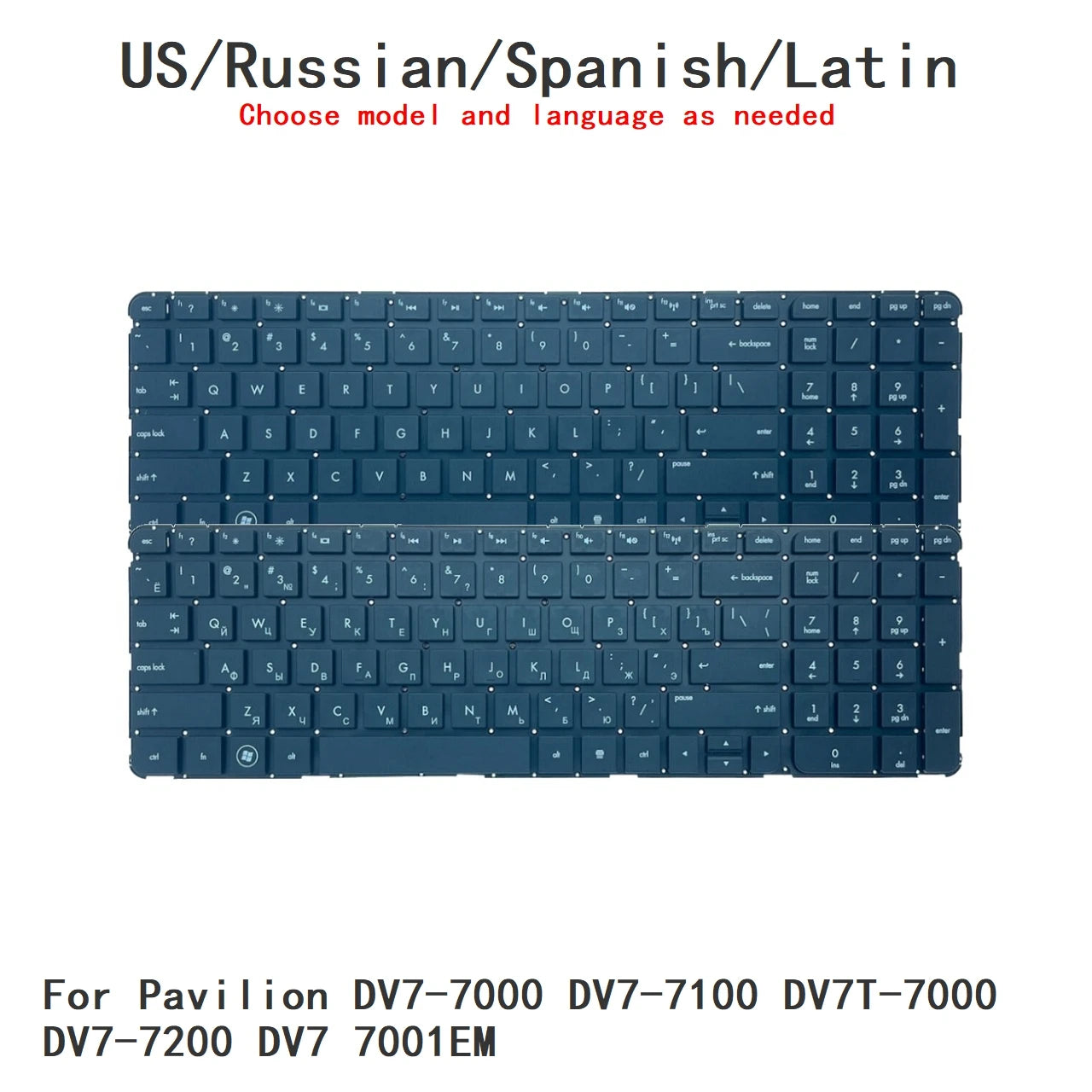 New US Russian Spanish Laptop Backlit Keyboard For HP Pavilion DV7-7000 DV7-7100 DV7T-7000 DV7-7200 DV7 7001EM  HP laptop repair parts