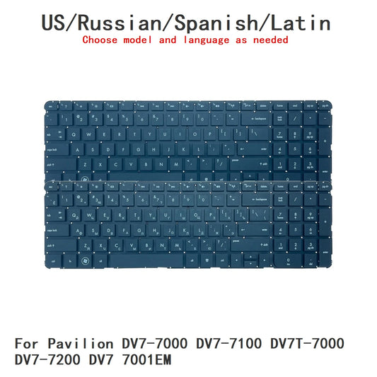 New US Russian Spanish Laptop Backlit Keyboard For HP Pavilion DV7-7000 DV7-7100 DV7T-7000 DV7-7200 DV7 7001EM  HP laptop repair parts
