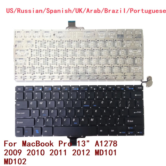 US Russian Spanish UK Arab Brazil Portuguese Backlit Keyboard For Apple MacBook Pro 13" A1278 2009 2010 2011 2012 MD101 MD102 MACBOOK laptop repair parts