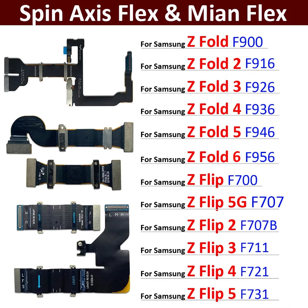 New Spin Axis Flex For Samsung Z Fold 1 2 3 4 5 6 MainBoard Connector LCD Display USB Flex Cable For Samsung Z Flip 1 2 3 4 5 Samsung phone repair parts