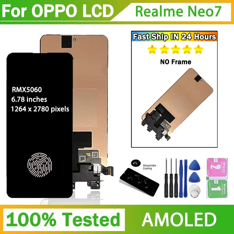 6.78" New 120Hz For Realme Neo 7 Neo7 RMX5060 LCD Display Screen+Touch Digitizer Replaecment Oppo phone repair parts Realme phone repair parts