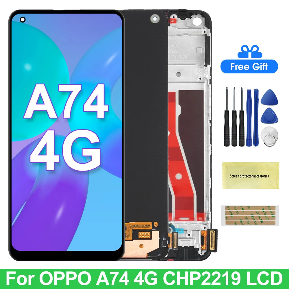 6.43" Screen Assembly for Oppo A74 CHP2219 Lcd Display Digital Touch Screen with Frame for Oppo A74 Screen Replacement OPPO phone repair parts