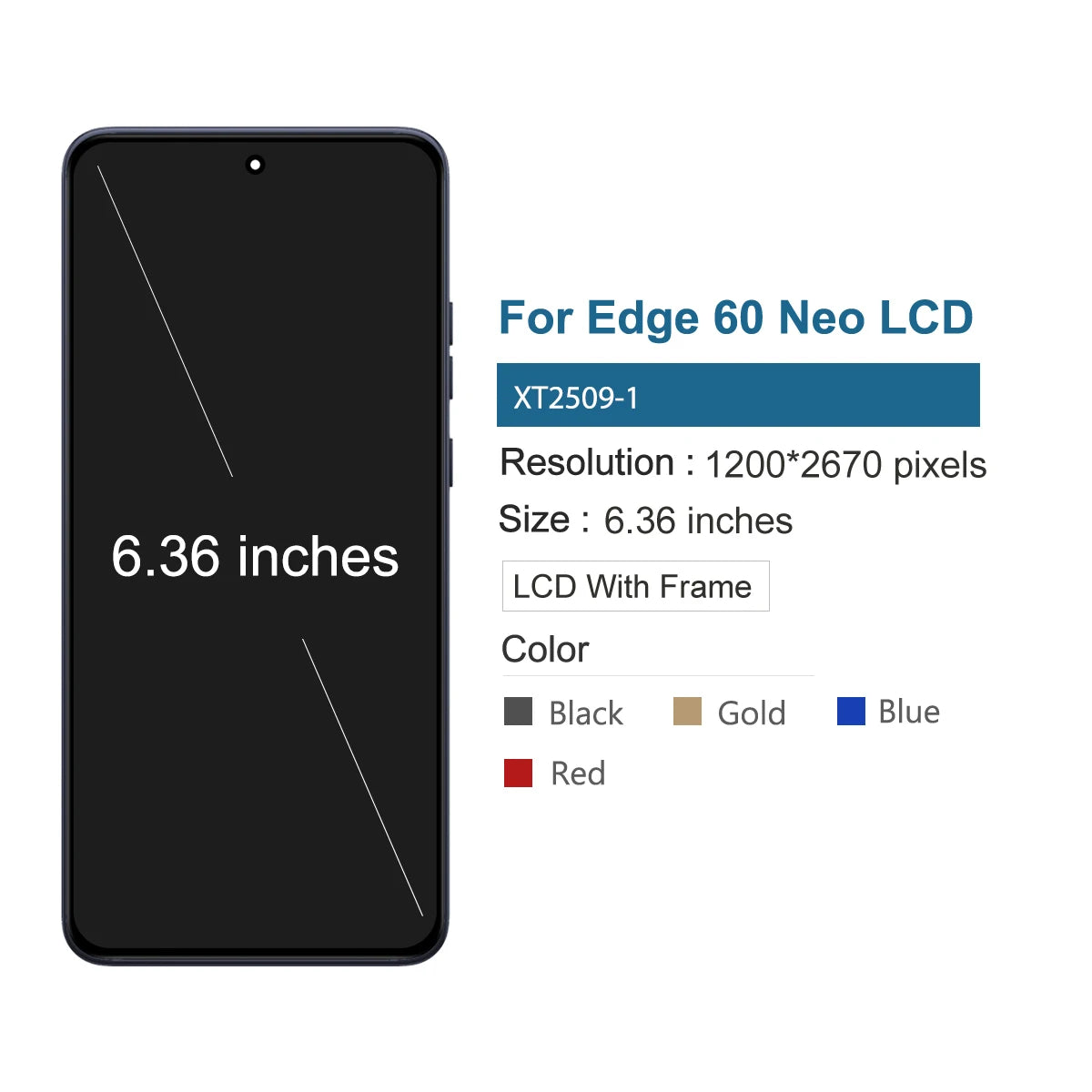 6.36" 120Hz For Motorola Edge 60 Neo LCD Display Touch Screen Digitizer For Moto Edge60 Neo XT2509-1 Screen Assembly Parts Motorola phone repair parts