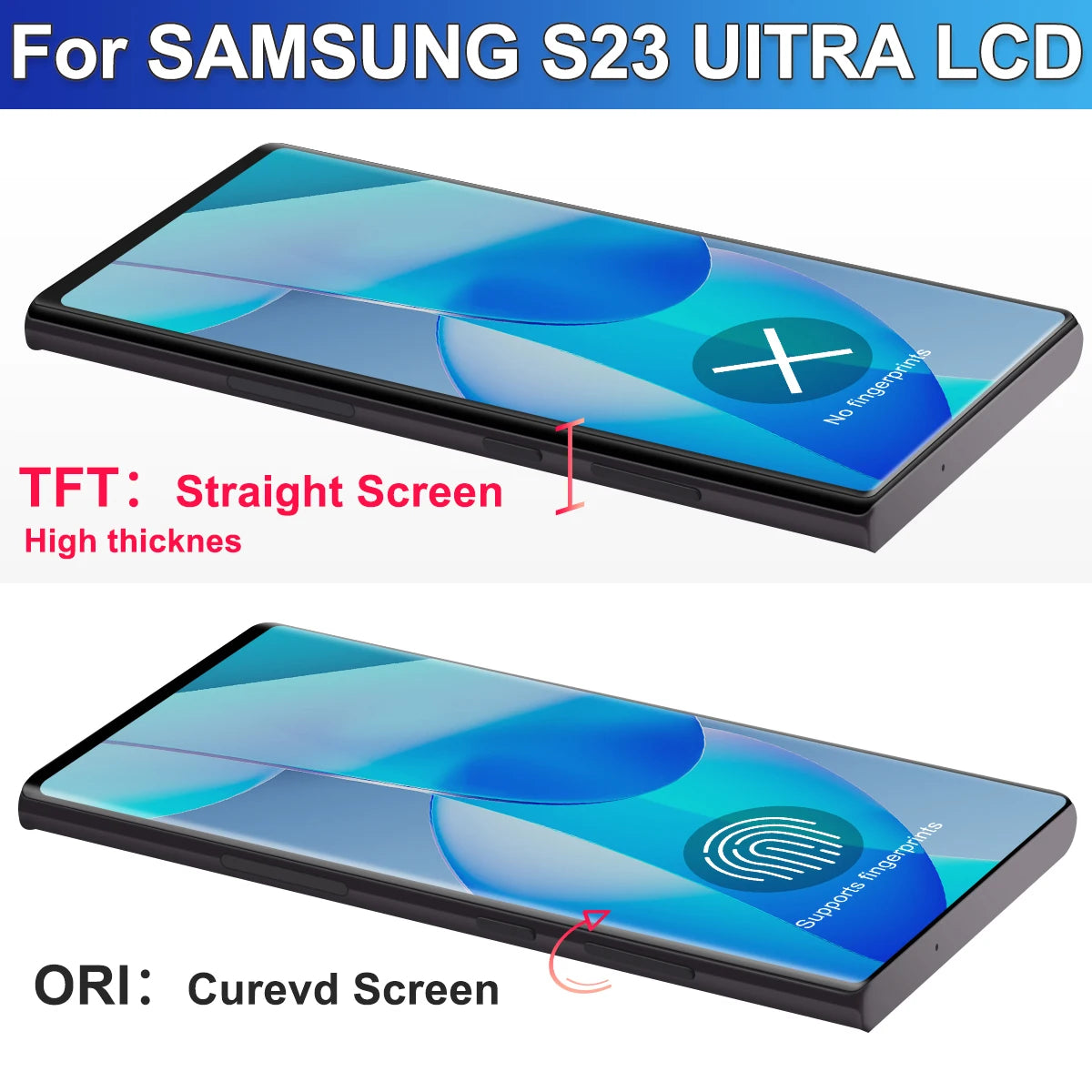 TFT Screen for Samsung Galaxy S23 Ultra S918B S918B/DS Lcd Display Digital Touch Screen with Frame for Samsung S23 Ultra Samsung phone repair parts