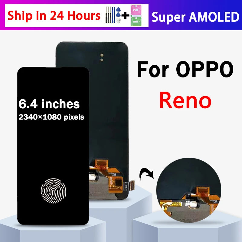 Super AMOLED for Oppo Reno Lcd Display + Touch Screen Digitizer Assembly for Oppo Reno PCAM00 PCAT00 CPH1917 LCD Screen  Oppo phone repair parts