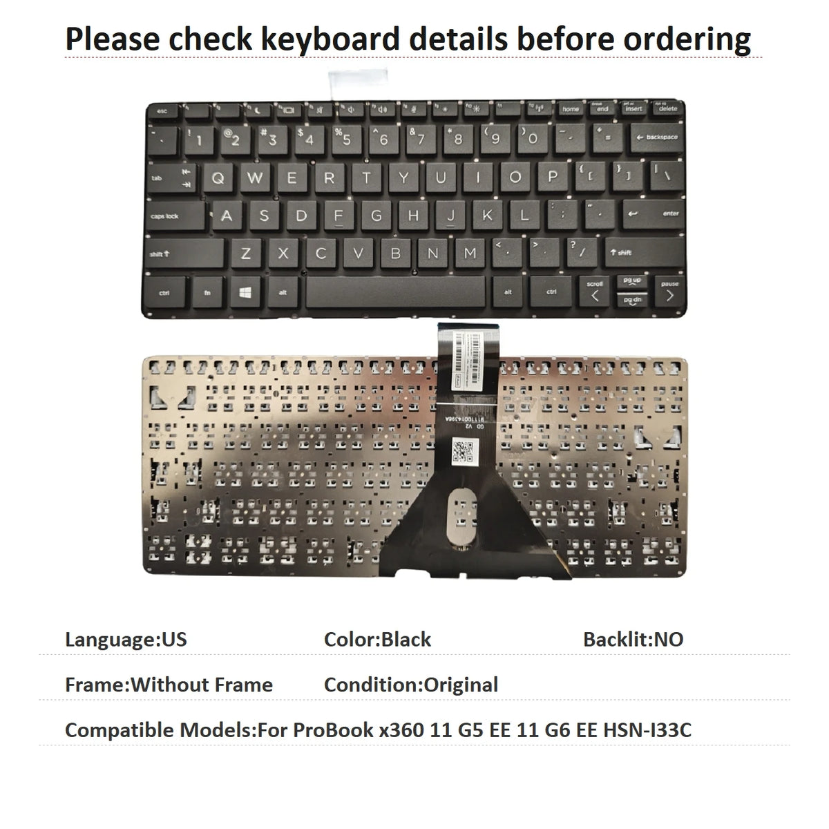 New US Arab Language  Keyboard For HP ProBook x360 11 G5 EE 11 G6 EE HSN-I33C Notebook PC Replacement Keyboard  HP laptop repair parts