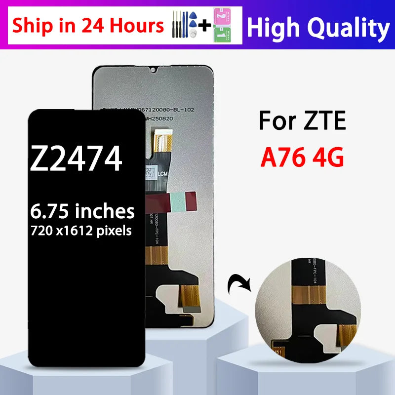 6.75"New For ZTE A76 Display Screen For ZTE Blade A76 4G LCD Z2474 Display Touch Screen Digitizer Assembly Replacement ZTE phone repair parts