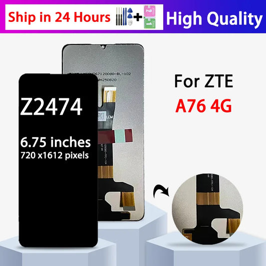 6.75"New For ZTE A76 Display Screen For ZTE Blade A76 4G LCD Z2474 Display Touch Screen Digitizer Assembly Replacement ZTE phone repair parts