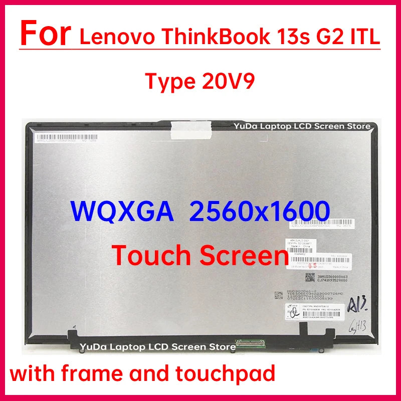 13.3" Laptop LCD Touch Screen For Lenovo ThinkBook 13s G2 ITL Type 20V9 Display Digitizer + Frame Assembly Replacement 2560x1600 Lenovo laptop repair parts