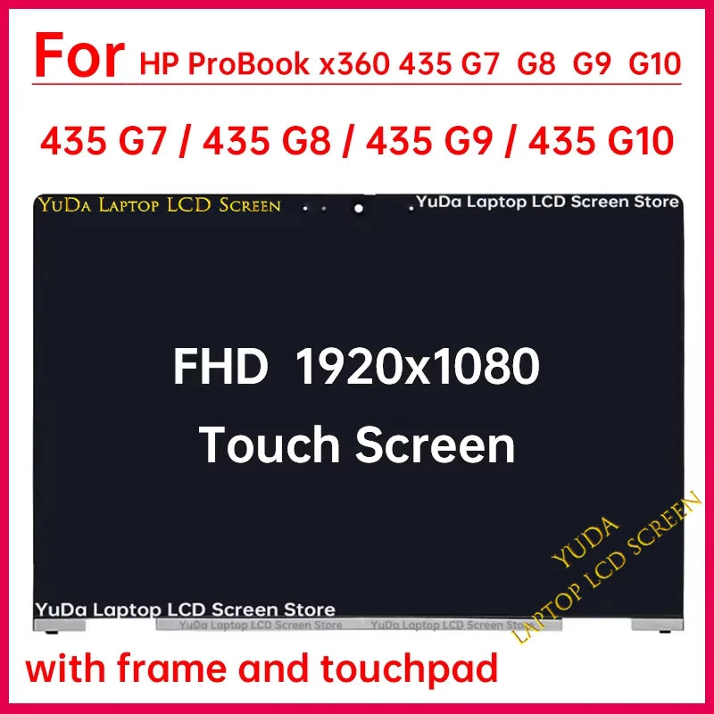 For HP ProBook x360 435 G7 G8 G9 G10 Touch Screen LCD Display Digitizer Assembly Replacement M03426-001 M03425-001 M46290-001 HP laptop repair parts