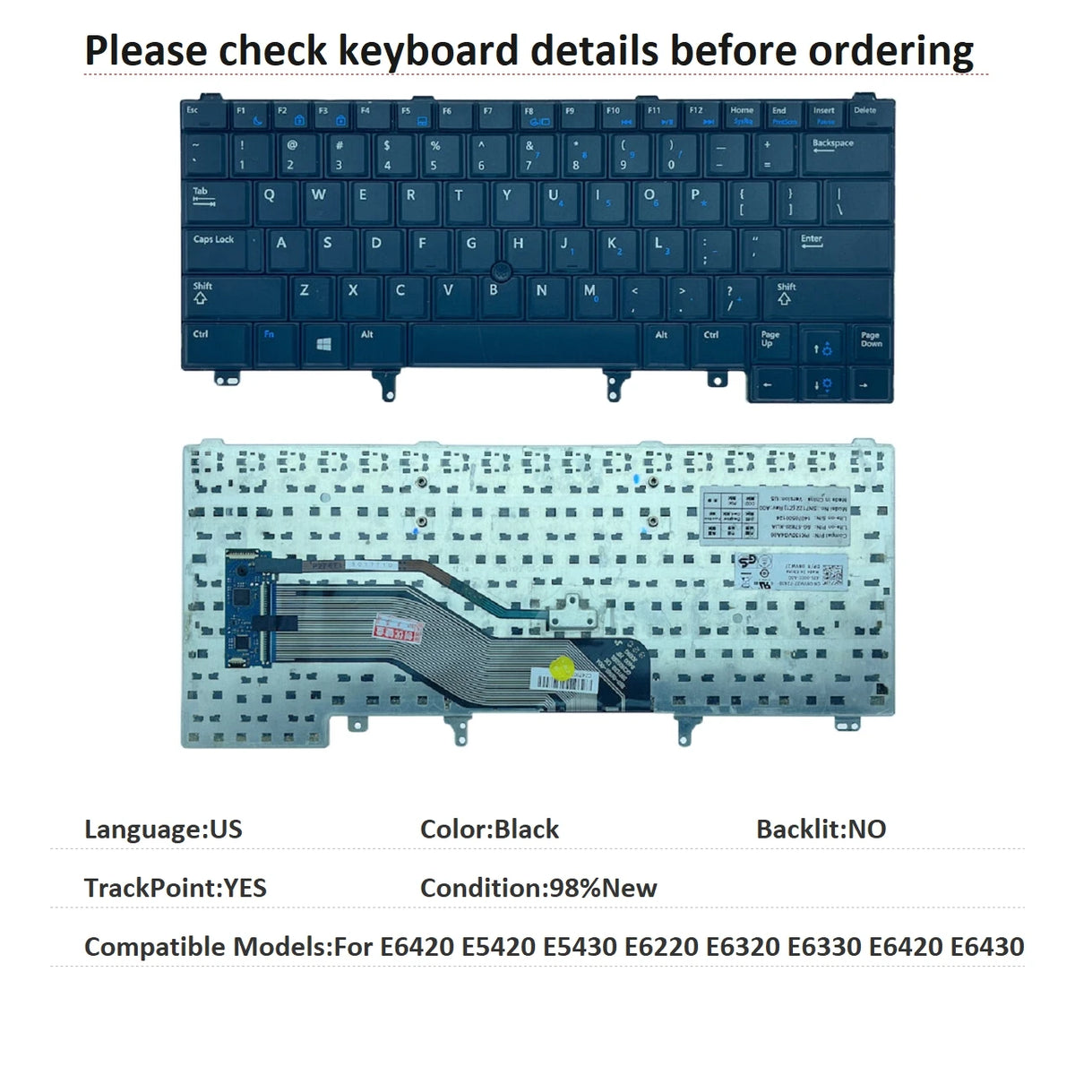 New US Language  Backlit Keyboard For Dell E6420 E5420 E5430 E6220 E6320 E6330 E6420 E6430 Replacement Keyboard NSK-DV2UCDell laptop repair parts