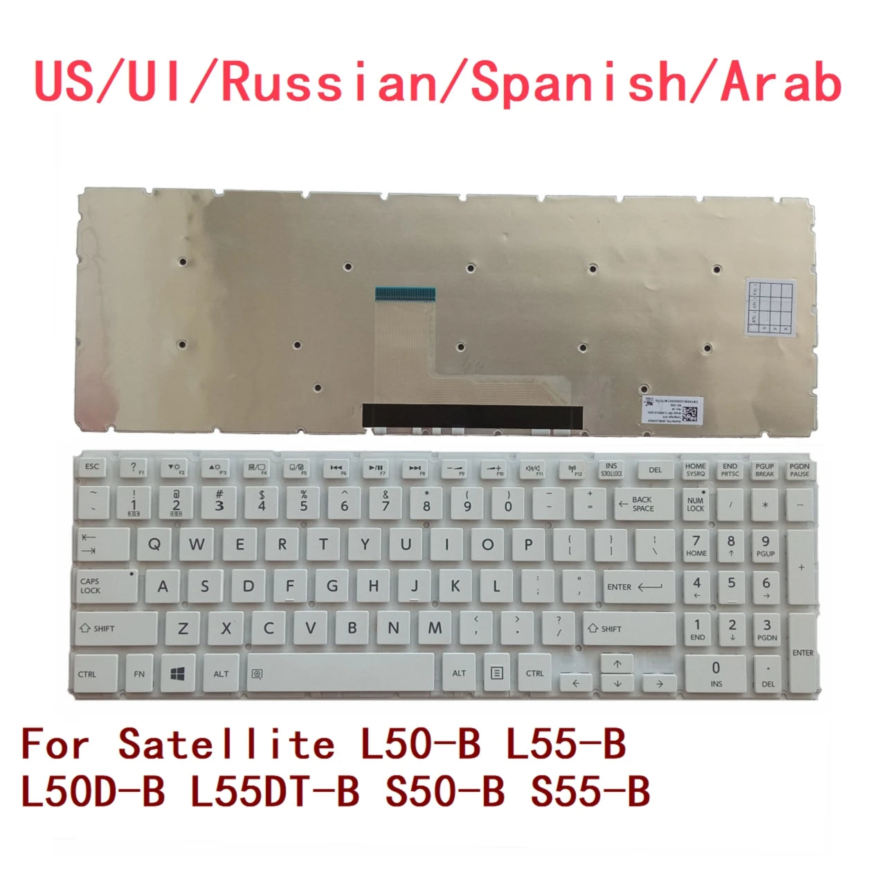 New US UI Russian Spanish Arab Laptop Backlit Keyboard For Toshiba Satellite L50-B L55-B L50D-B L55DT-B S50-B S55-B TOSHIBA laptop repair parts