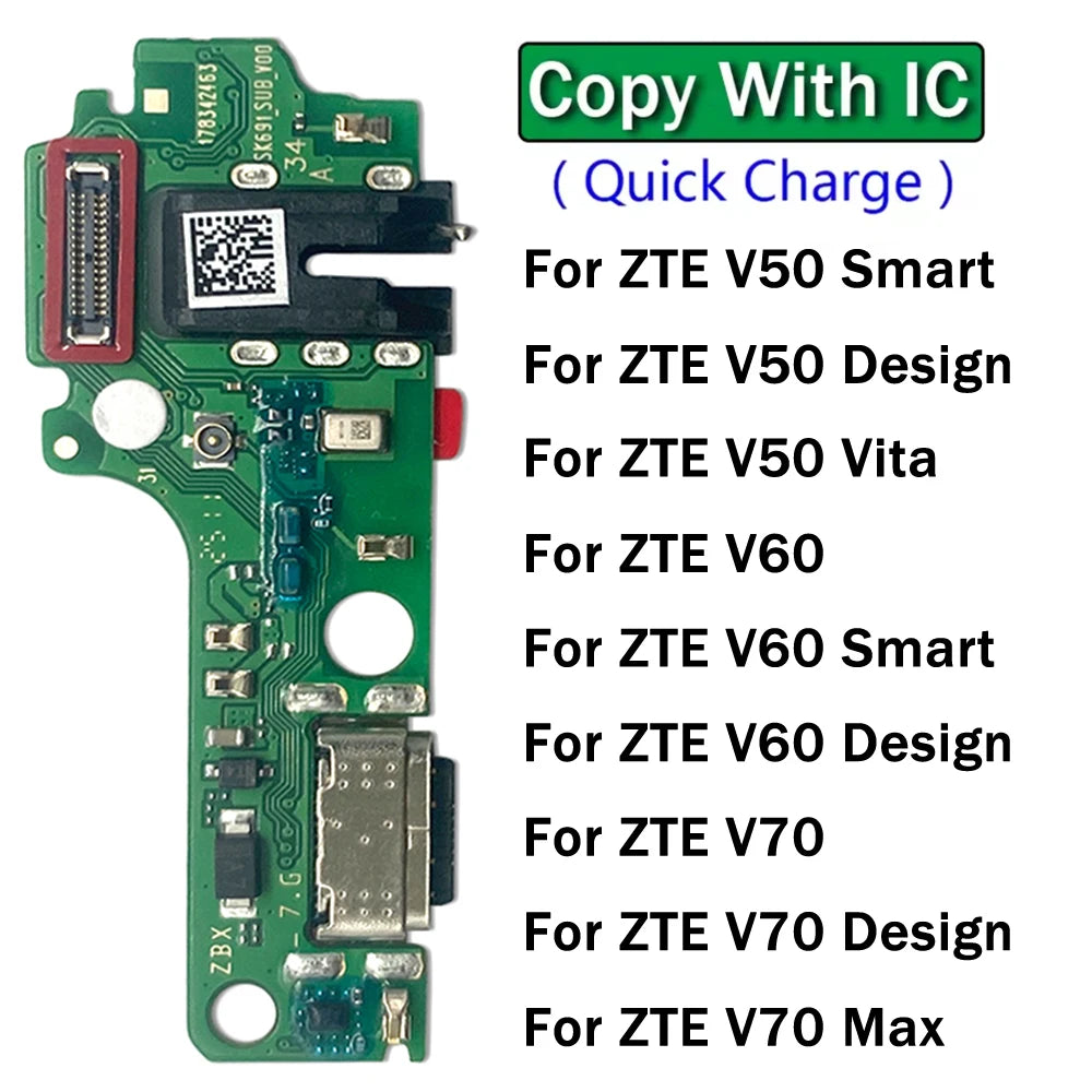 USB Charge Port Jack Dock Connector Charging Board Flex Cable For ZTE Blade V50 V60 V70 Smart Design Vita Max  ZTE phone repair parts