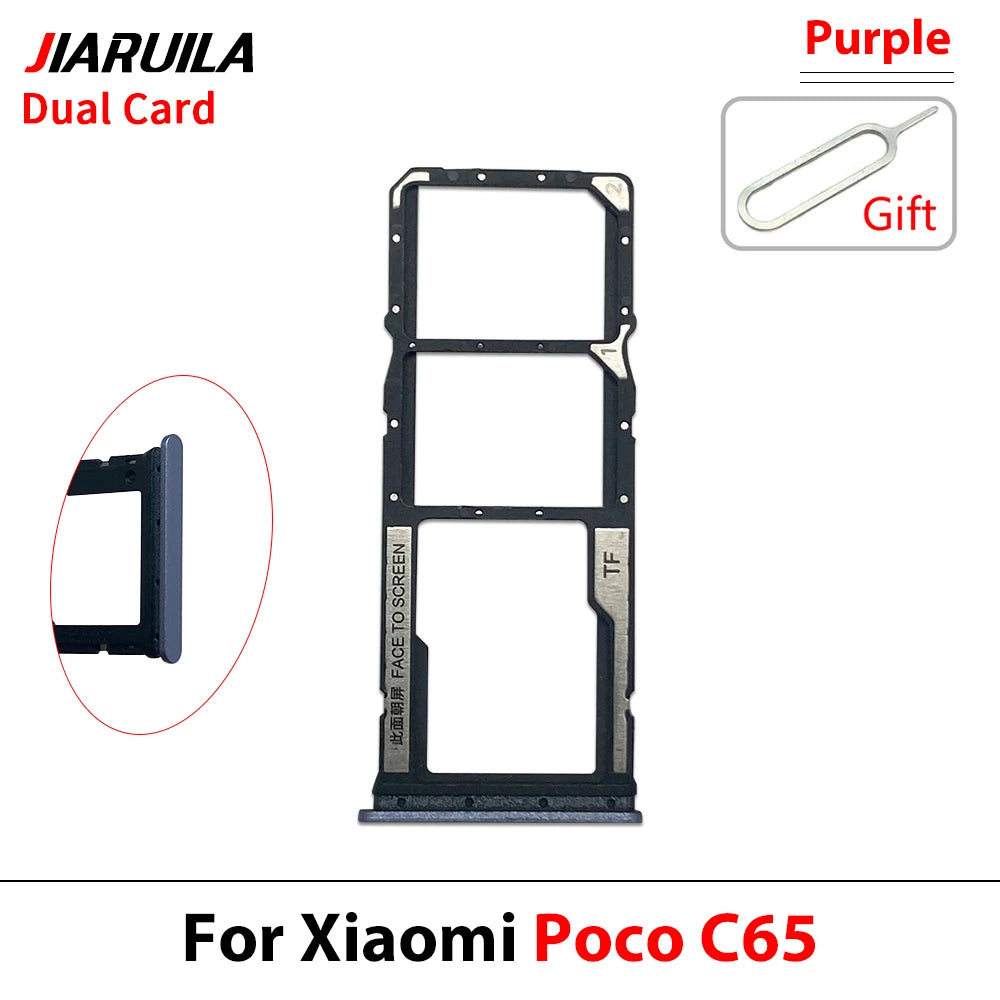 New SIM Card Slot SD Card Tray Holder Adapter For Xiaomi Poco C40 C65 C75 Repair Parts  Xiaomi  Xiao mi phone repair parts