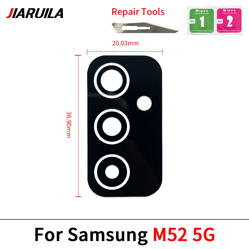 Rear Back Camera Glass Lens With Sticker For Samsung M02 M02s M11 M12 M13 M14 M23 M32 M42 M52 M33 M53 M54 4G 5G Samsung phone repair parts