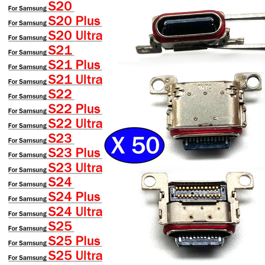 50Pcs,  New Charger Charging Connector USB Port Dock Connector Plug For Samsung S20 S21 S22 S23 S24 S25 Plus Ultra Fe Samsung phone repair parts
