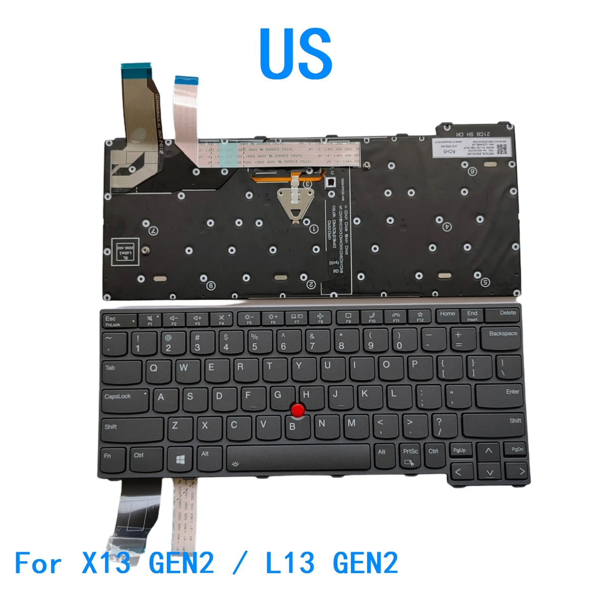 New US Language  Backlit Keyboard For Lenovo Thinkpad X13 GEN2 / L13 GEN2 Notebook PC Replacement Keyboard SN20S13554 Lenovo laptop repair parts
