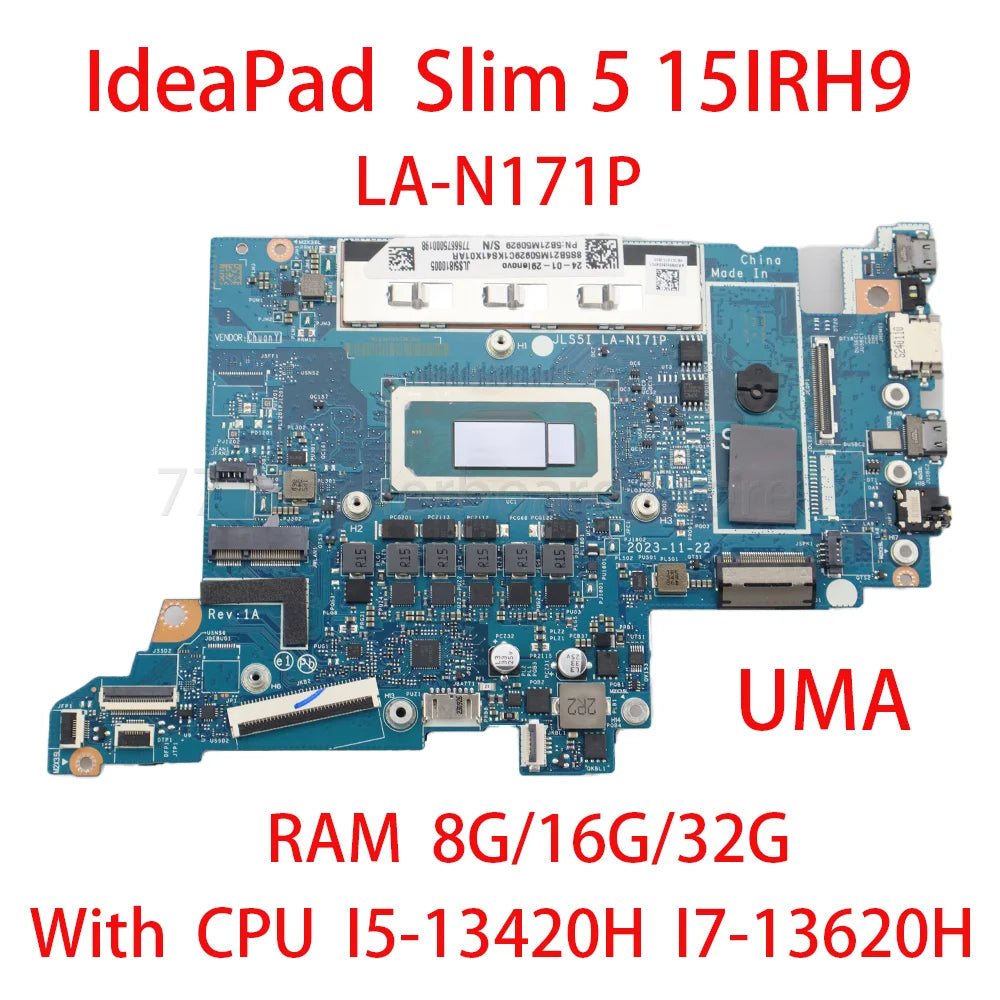 Laptop Motherboard For Lenovo IdeaPad Slim 5 15IRH9 LA-N171P With CPU I5 13420H I7 13620H RAM 8G/16G/32G  5B21M50929 Lenovo laptop repair parts