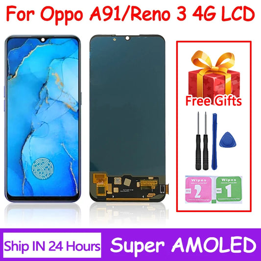 6.4"Inch TFT/OLED For Oppo A91 PCPM00 LCD Display Touch Screen Digitizer Assembly For Oppo Reno 3 Reno3 4G CPH2043 LCD  Oppo phone repair parts