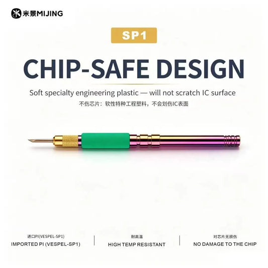 MIJING SP1 Chip Glue Revomal Blade PI Material Cleaning Tool Non-Damage Blade with PI Handle for Phone PCB BGA IC Chip Repair Professional Repair Tools