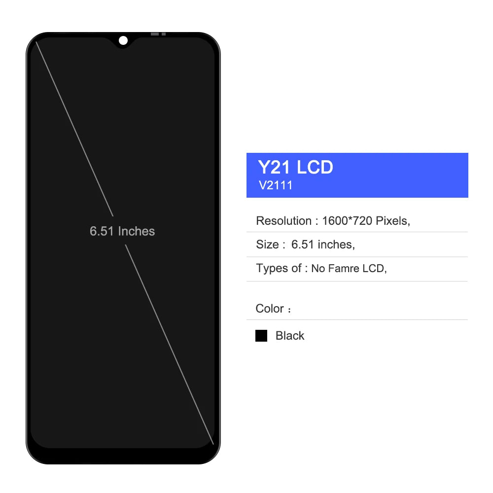 100% Tested LCD Screen for Vivo Y21s / Y21 V2111 V2110 with Digitizer Full Assembly For Vivo Y21s / Y21 V2111 V2110 Vivo phone repair parts