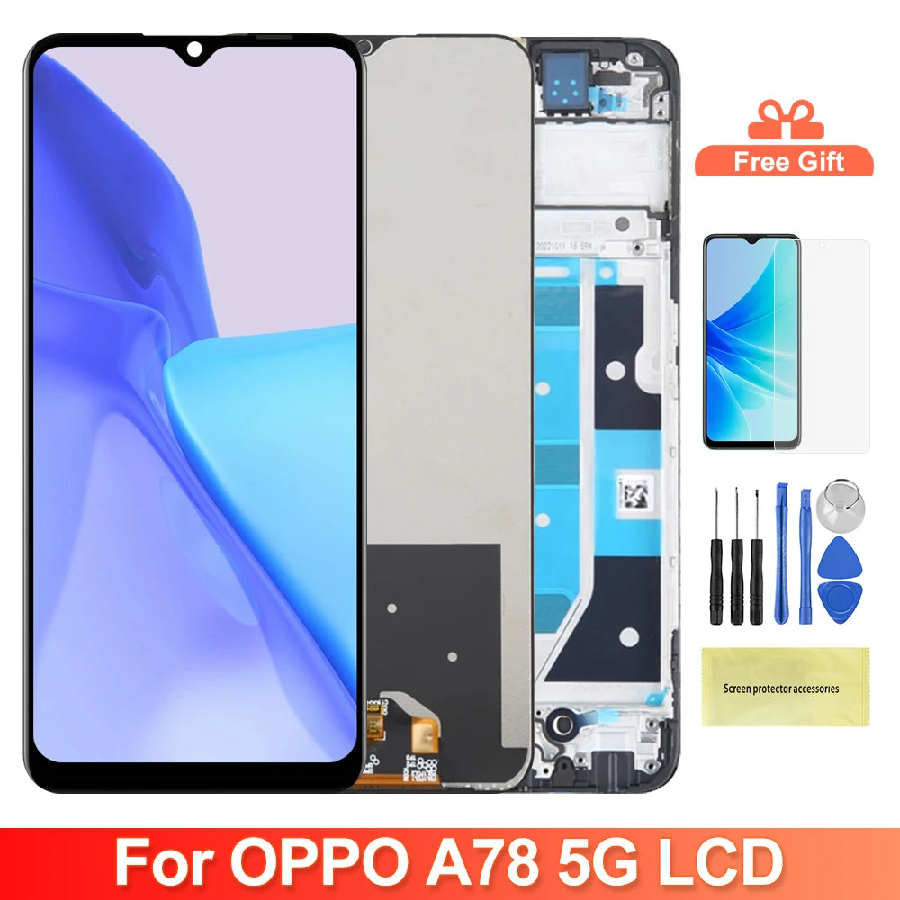 6.56" Screen Assembly for Oppo A78 CPH2483 CPH2495 Lcd Display Digital Touch Screen with Frame for Oppo A78 Screen Replacement OPPO phone repair parts