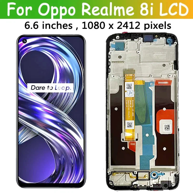 6.6''Screen For OPPO Realme 8i LCD Display WIth Frame 10 Touch Screen Digitizer Assembly  For Realme8i RMX3151 LCD Replacement Oppo phone repair parts Realme phone repair parts