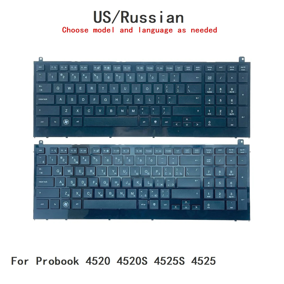 New US Russian Language  Keyboard For HP Probook 4520 4520S 4525S 4525 Notebook PC Replacement Keyboard  HP laptop repair parts