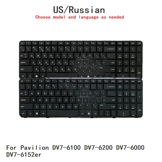 New US Russian Language  Keyboard For HP Pavilion DV7-6100 DV7-6200 DV7-6000 DV7-6152er Notebook PC Replacement Keyboard HP laptop repair parts