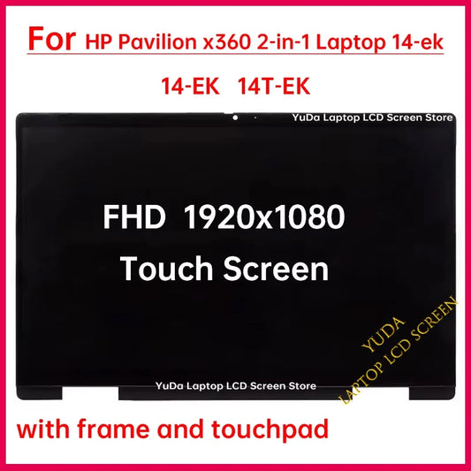 14" Touch Screen For HP Pavilion x360 2-in-1 Laptop 14-ek 14T-EK  LCD Display Digitizer + Frame Assembly Replacement 1920x1080 HP laptop repair parts