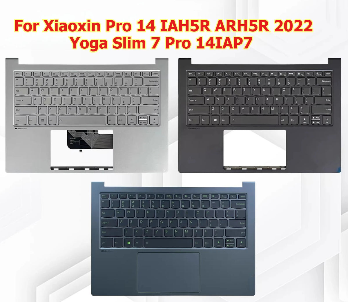 Upper case keyboard for Lenovo Xiaoxin Pro 14 IAH5R ARH5R 2022 Yoga Slim 7 Pro 14IAP7 topcase palmrest  cover touchpad 5CB1J30910 Lenovo laptop repair parts
