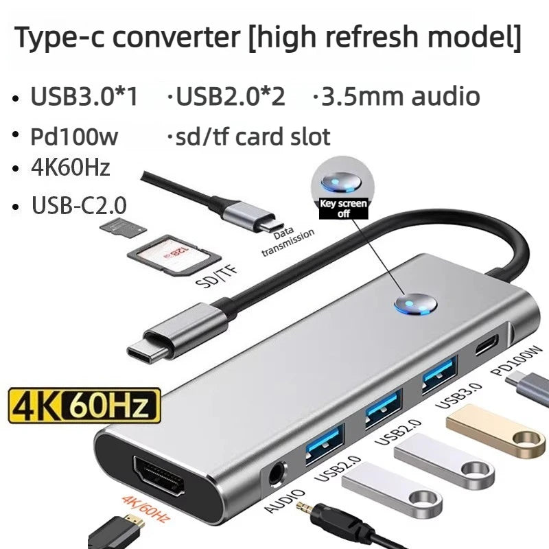 8K 4K 2K 30/60/240Hz USB Type C Docking Station to HDMI VGA RJ45 Adapter USB 3.0 HUB Splitter For Laptop phone Laptop Accessories
