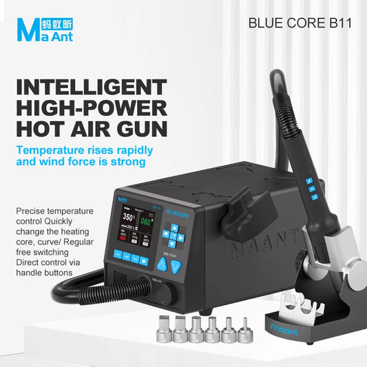 MaAnt B11 High Power Hot Air Gun Intelligent Rework Station Rapid Heating for Phone Motherboard BGA Soldering Repair Professional Repair Tools