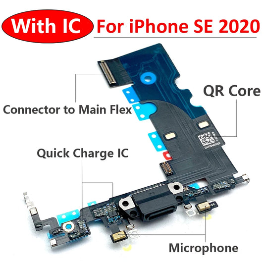New For iPhone SE 2020 USB Charging Port Mic Microphone Dock Connector Board Flex Cable Repair Parts iPhone phone repair parts