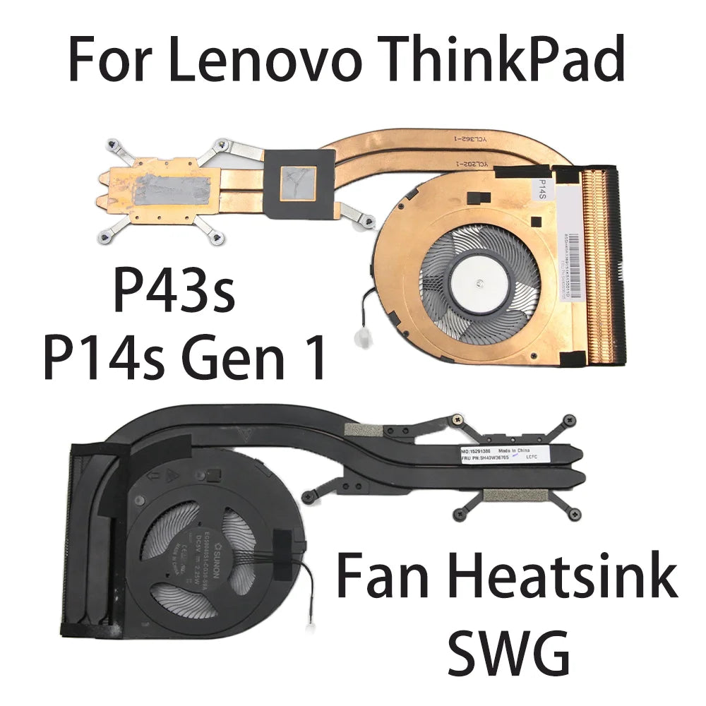 Original For Lenovo ThinkPad P43s P14s Gen 1 Laptop Fan Heatsink CPU Cooler Cooling Fan FRU:5H40W36705 5H40W36704 SWG Lenovo laptop repair parts