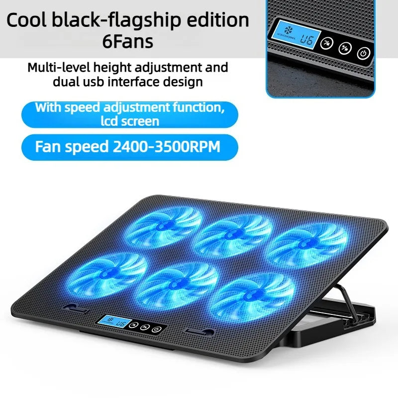 Dual USB 4000RPM 14"-17.3" 12quiet fans Ice Notebook laptop Gaming Cooling Stand Foldable Variable speed Cooler LED Light Fan