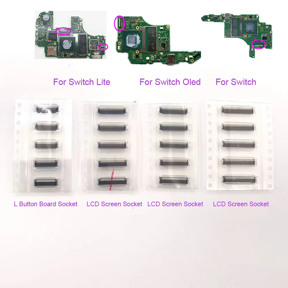 20PCS Original LCD Screen Display Connector Socket Replacement Part For NS Switch/Lite/Oled Port Jack Repair Game console repair parts