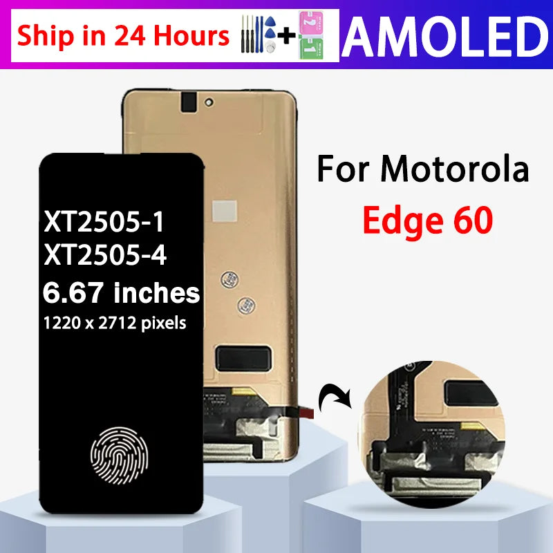 6.67'' AMOLED for Motorola Edge 60 LCD Display Touch Screen Digitizer Assembly for Moto Edge60 XT2505-1 XT2505-4 Display Frame Motorola phone repair parts