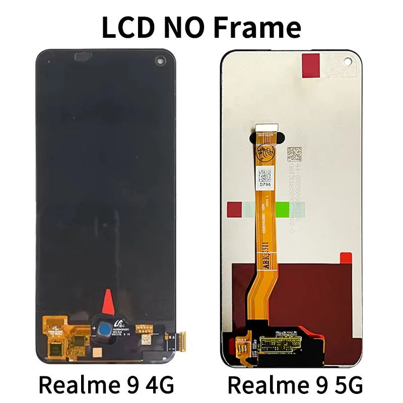 AMOLED For OPPO Realme 9 Realme9 4G/5G RMX3521 RMX3474 LCD Display Touch Screen Digitizer Assembly With Frame Oppo phone repair parts Realme phone repair parts