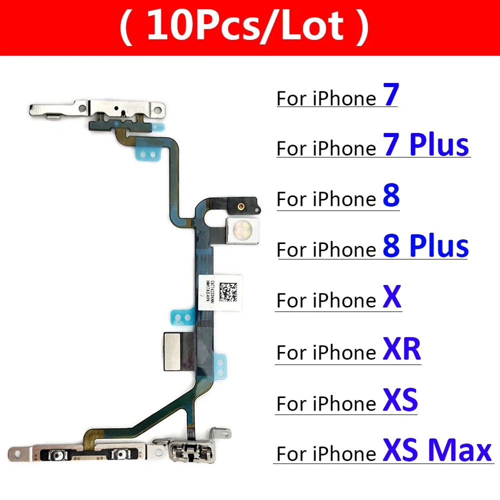 10Pcs/Lot, Power On Off Volume Side Button Key Flex Cable For IPhone 7 7G 8 8G Plus X XR XS Max Replacement Parts iPhone phone repair parts