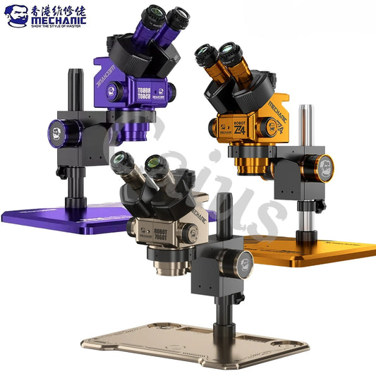 MECHANIC ROBOT Z4 6560T 7060T Trinocular Stereo Industrial Microscope Continuous Zoom WF10X25 for Phones PCB repair tools Sets Professional Repair Tools