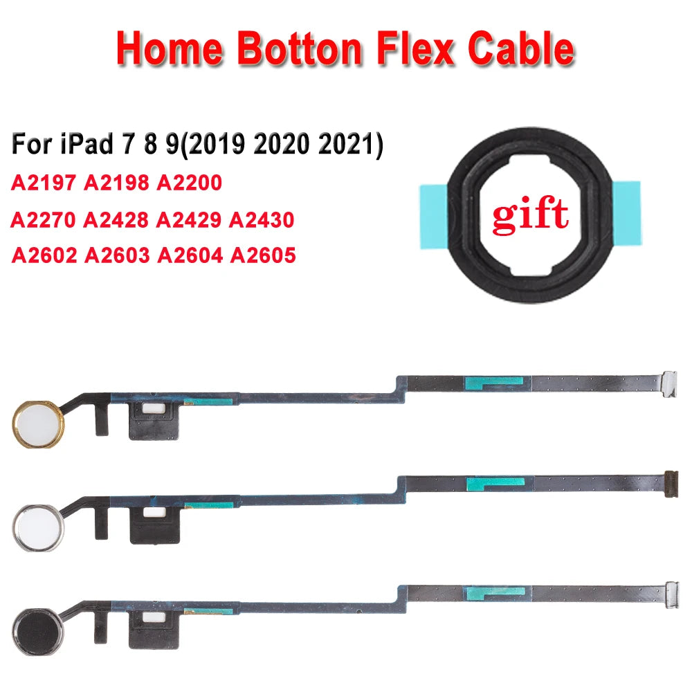 1set Brand New Home Button With Flex Cable Repair Part For iPad 7 8 9 2019 2020 2021 Home Button Key Flex Assembly With 3 Colors iPad tablet repair parts
