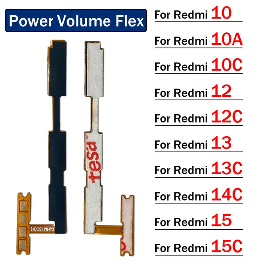 New Power Volume Button Key Flex Cable For Xiaomi Redmi 10 10A 10C 12 12C 13 13C 14C 15 15C  Xiaomi  Xiao mi phone repair parts